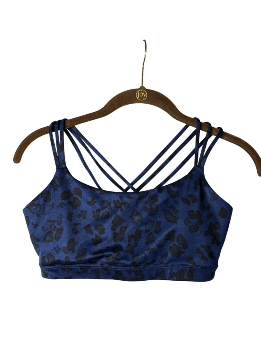 GapFit Eclipse Sports Bra Size S Leopard Print Blue Black Strappy Crossback